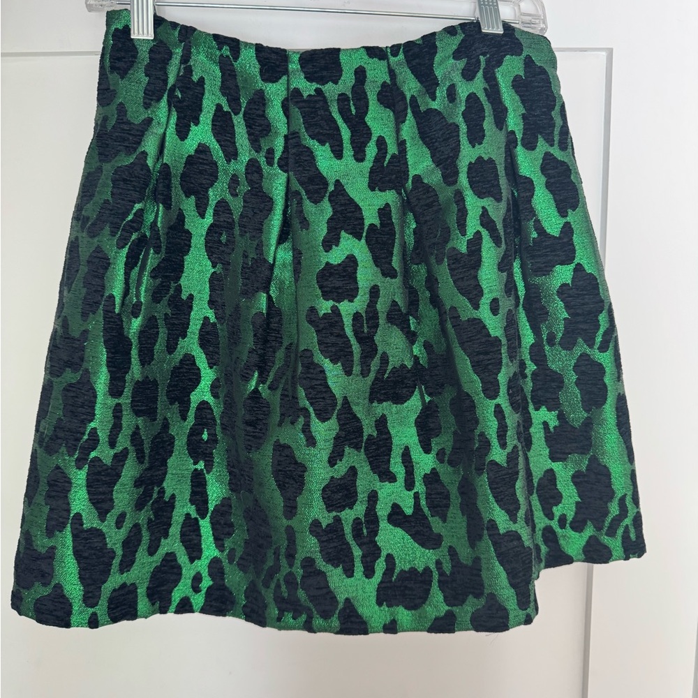 BB Dakota Green & Black Animal Print Metallic Mini Skirt - Size 4